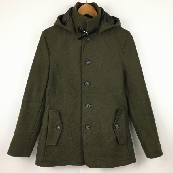 

JOURNAL STANDARD Шерстяное короткое пальто Оливковое Мужское S с капюшоном и кожаным поясом(ИСПОЛЬЗОВАЛ)