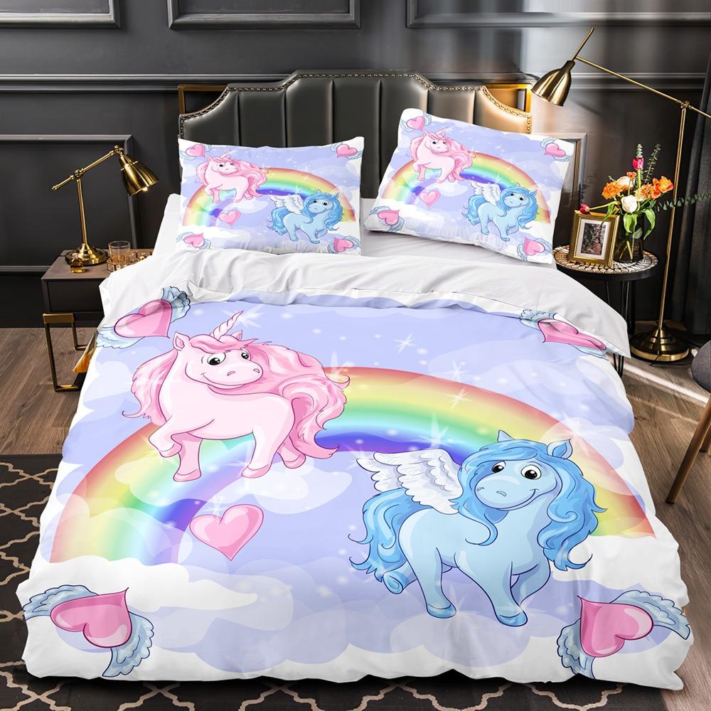 Magical Unicorn Bedding Sets Quilt Bed Cover Comforter Duvet Cover Pillow Case 2-3 Pieces Sets Kids Adult Bedroom Decoration