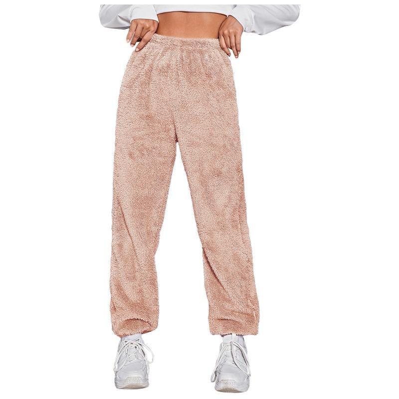 

Европейские и американские женские повседневные однотонные женские брюки спортивные брюки Mao Mao брюки M розовый