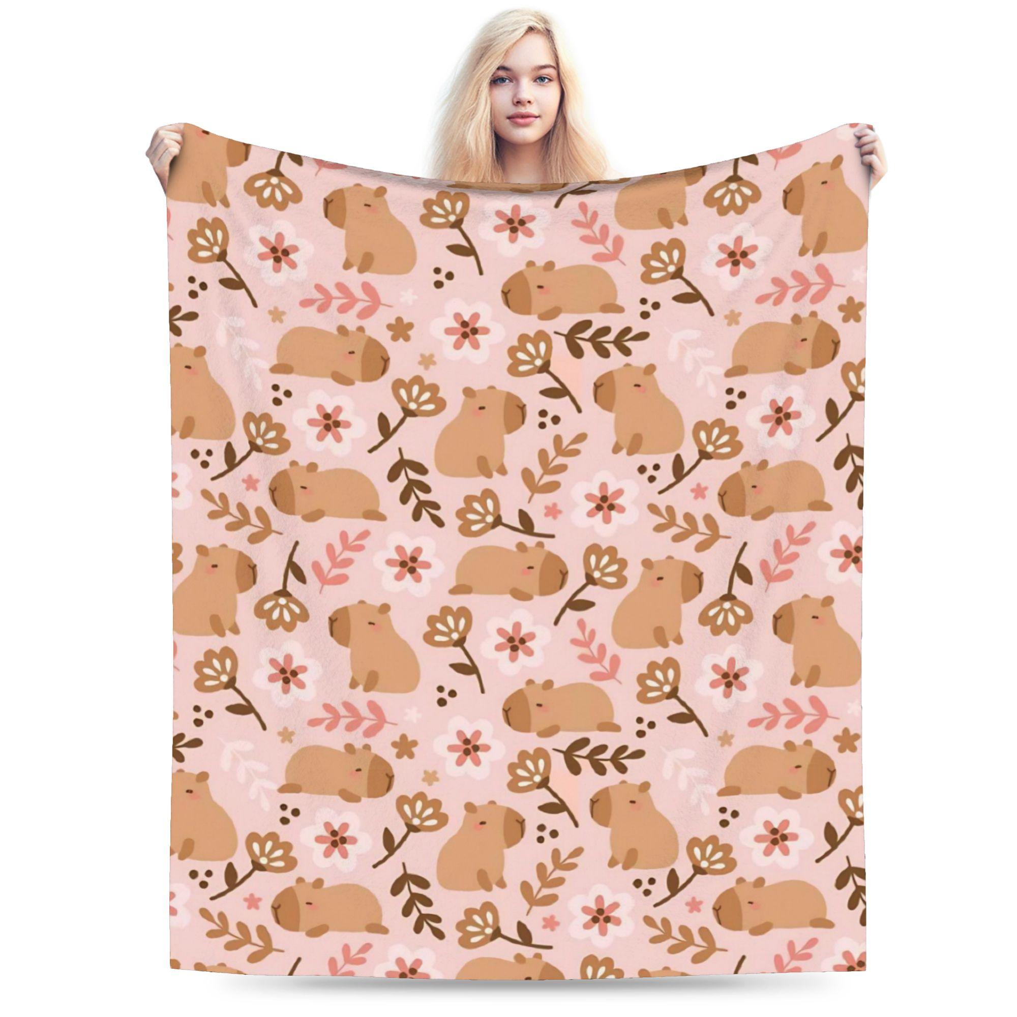 Capybara Soft Blanket Girls Boys Plush Throw Blanket Novelty Bedroom Flannel Bedspread Sofa Bed Cover 130x150cm