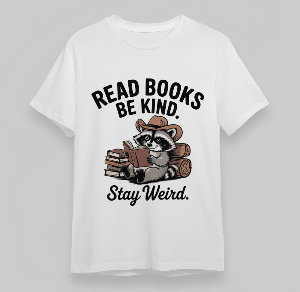 

Women s Oversize T-shirt With Cute Raccoon Reading Graphic White Cotton Tops USA 4XL