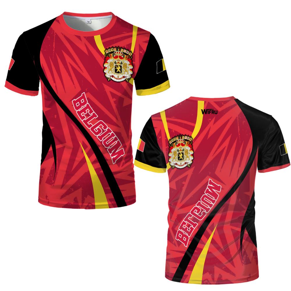 

Belgian Flag Print T-shirt Men s Belgium Emblem Graphic Breathable Quick-drying Football Jersey Men s Women s Casual Streetwear 4XL