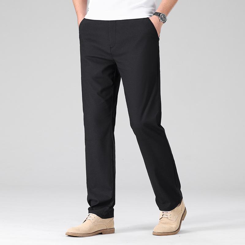 

Men s High-End Linen Casual Pants: Spring/Summer Breathable, Stretch, Loose-Fit, Straight-Leg, Thin Ice Silk, High-Waisted, Long Pants. 36