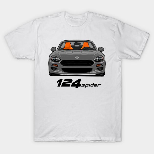 Men Black Print T-shirt Fiat 124 Spider - Grey No-Cut Transfer Paper Print Cotton Tshirt M белый