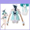 Fantasia de Cosplay Hatsune Miku Menina Coelho Branco Sedosa Para Apresentação de Palco de Anime