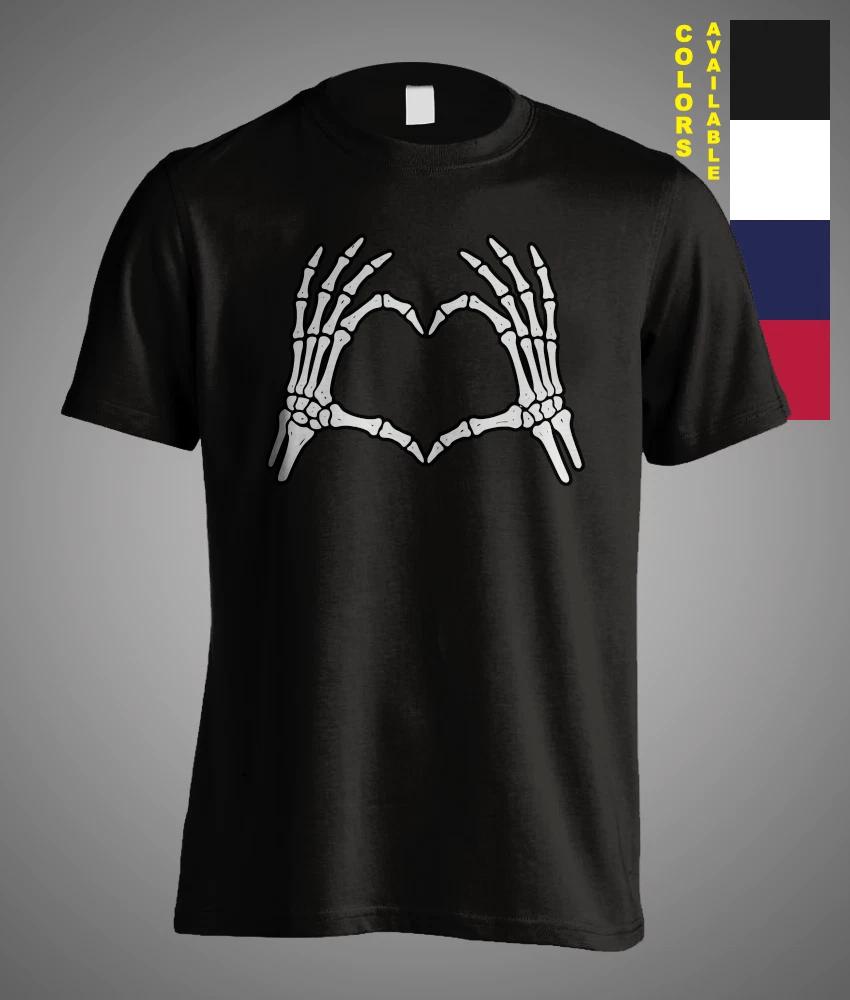 Halloween Skeleton Hands Heart Sign Trick or Treat Meme Funny Gift T-Shirt L