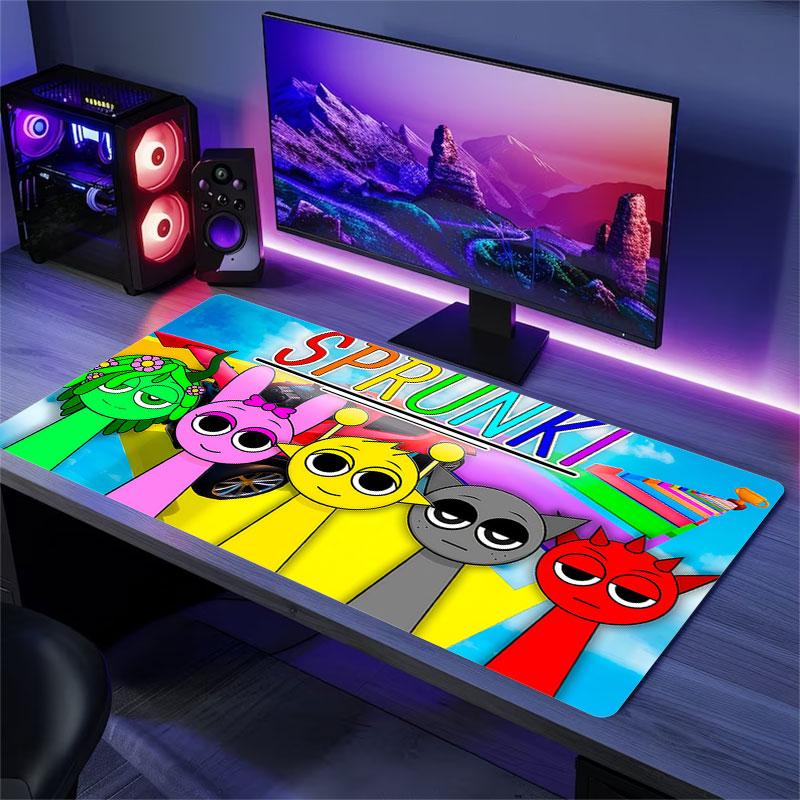 Tappetino per Mouse Sprunki, Tappetino da Scrivania XXL per Gaming, Mousepad Antiscivolo XXL per Laptop e Tablet, Tappetino per Mini PC con Bordi Cuciti