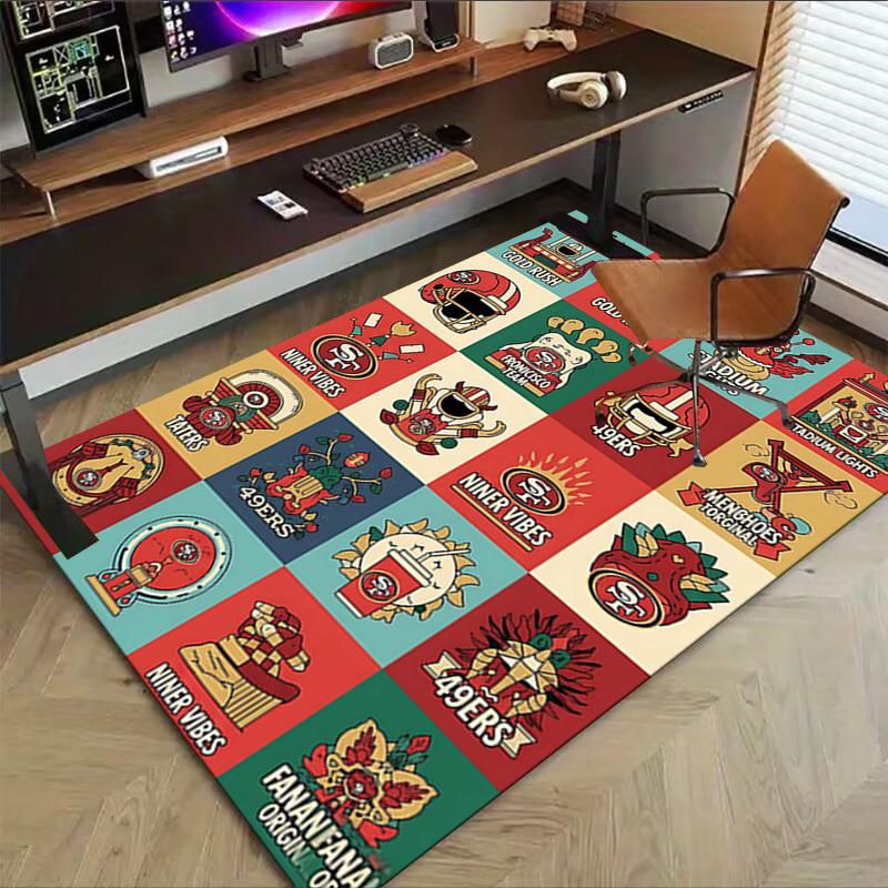 1PC San Francisco 49ers Extra Large Non Slip Floor carpet, Office, family, bedroom, Studio Large Area Rug Indoor Rugs, Vibrant Colors