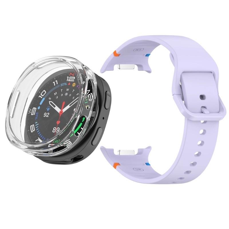 Silicone Strap Replacemnt Watch Band with TPU Shell for Samsung Galaxy Watch 8 40/44mm Classic Ultra2