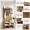 Flurgarderoben Set 175cm hohes, Stylishe Schuhbank, Regal, Kleiderhaken, Kleiderstange, Wandgarderobe verstellbarem Regal, Holzfarbe