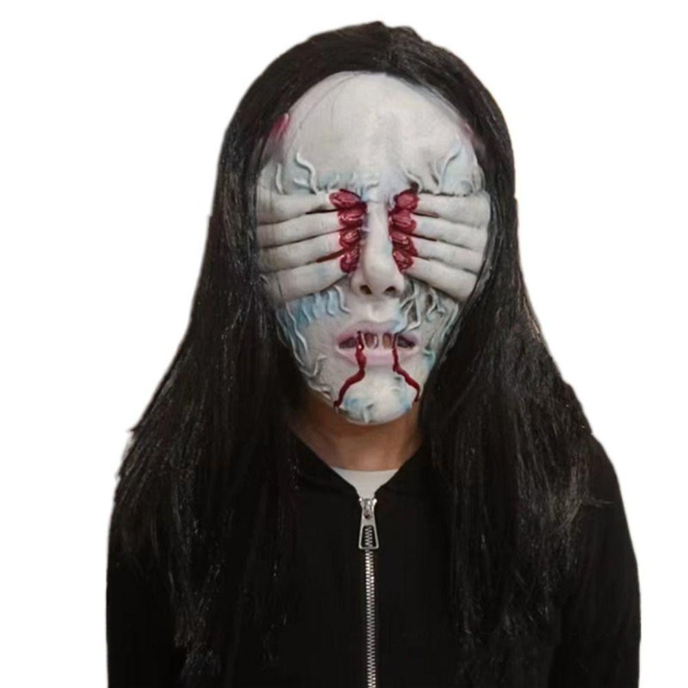 Scary Halloween Mask Spooky Long Hair Demon Mask Masquerade Props Ghost Blindfold Mask  Women/Men