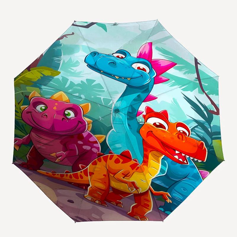 

1pc dinosaur jungleOpen/Close Umbrella-Windproof, Compact Travel Umbrella, Sturdy 8-Rib Shaft, Outdoor Accessory, 1127