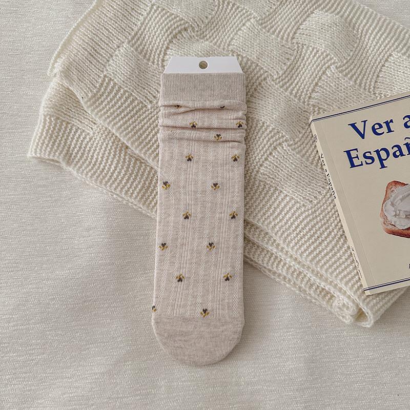 Women s French Floral Cotton Mid-Calf Socks