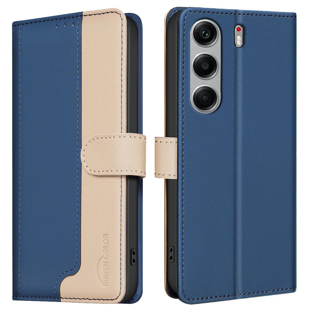 BINFEN COLOR BF33 For TECNO Camon 40 Pro 5G Leather Case Splicing Color RFID Blocking Wallet Stand Phone Cover