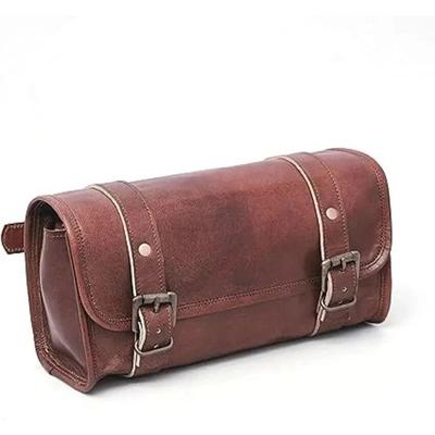 Bolsa de Ferramentas em Couro de Cabra Real Sela de Motocicleta Vintage Genuína