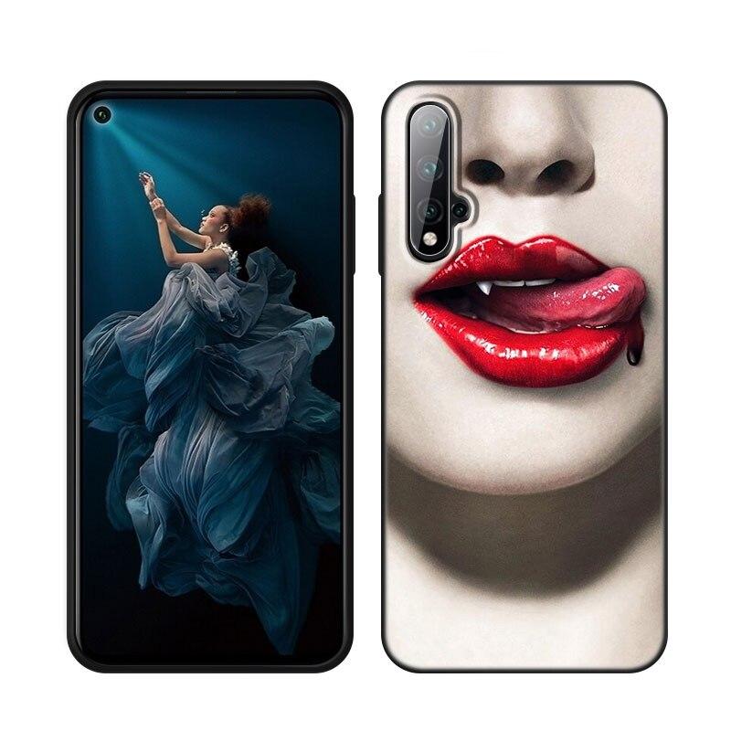 Husă pentru telefon Beauty Red Lips pentru Huawei Honor 60 50 Mate 40 30 20 10 Lite Nova 9 8 Pro 7 SE Y60 30S 8i 7i 5T Premium Black Cover
