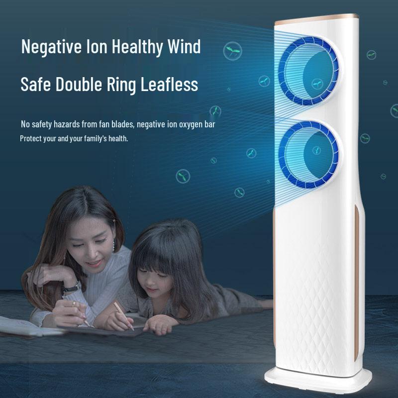 Konka Bladeless Dual-Core Vertical Fan with Remote Control for Home, Dorm, or Office