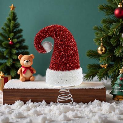 Yousheng Christmas Hat Tree Top Star Sequin Decoration Festive Atmosphere Xmas Hat Tree Topper Holiday Party Decoration