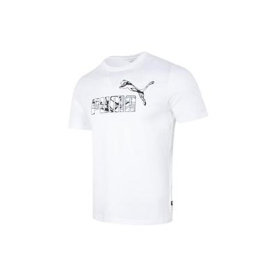 Logo-Print Rundhals Casual Kurzarm T-Shirt Herren Tops Weiß 677125-02