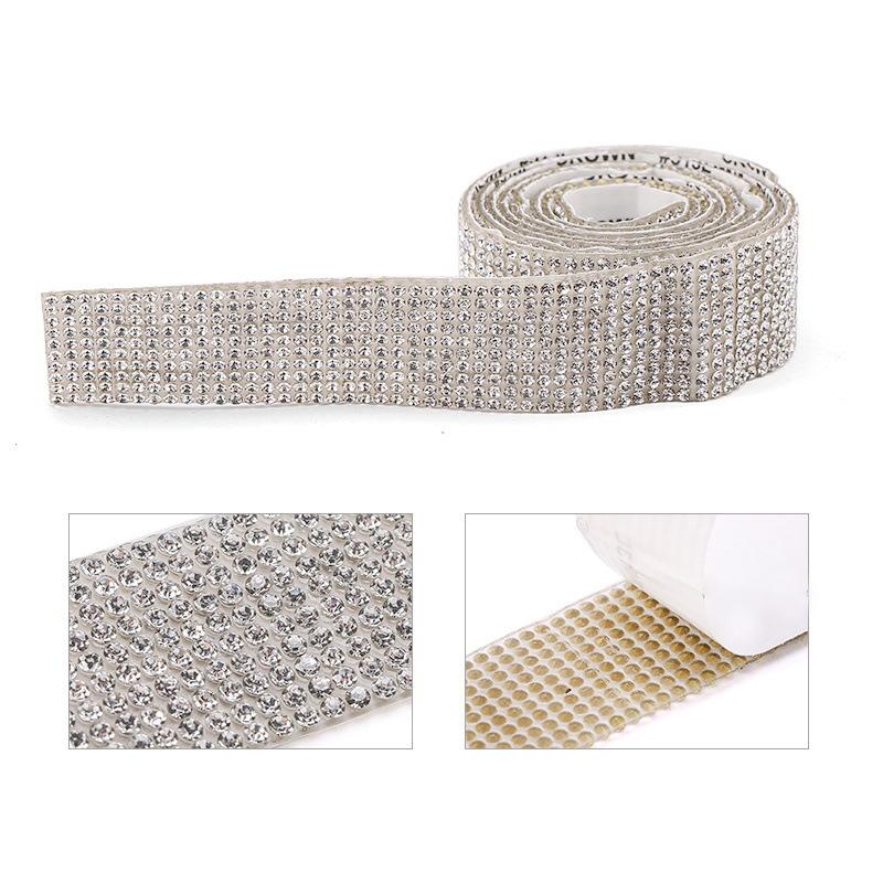 Autocolant cu stras de cristal autoadeziv de 1 metri, bandă cu diamante, autocolante cu sclipici pentru artizanat manual, decorarea telefonului auto
