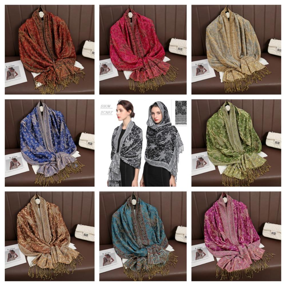 Thickened Paisley Jacquard Scarf Windproof Bohemia Poncho Hijab  Women/Men