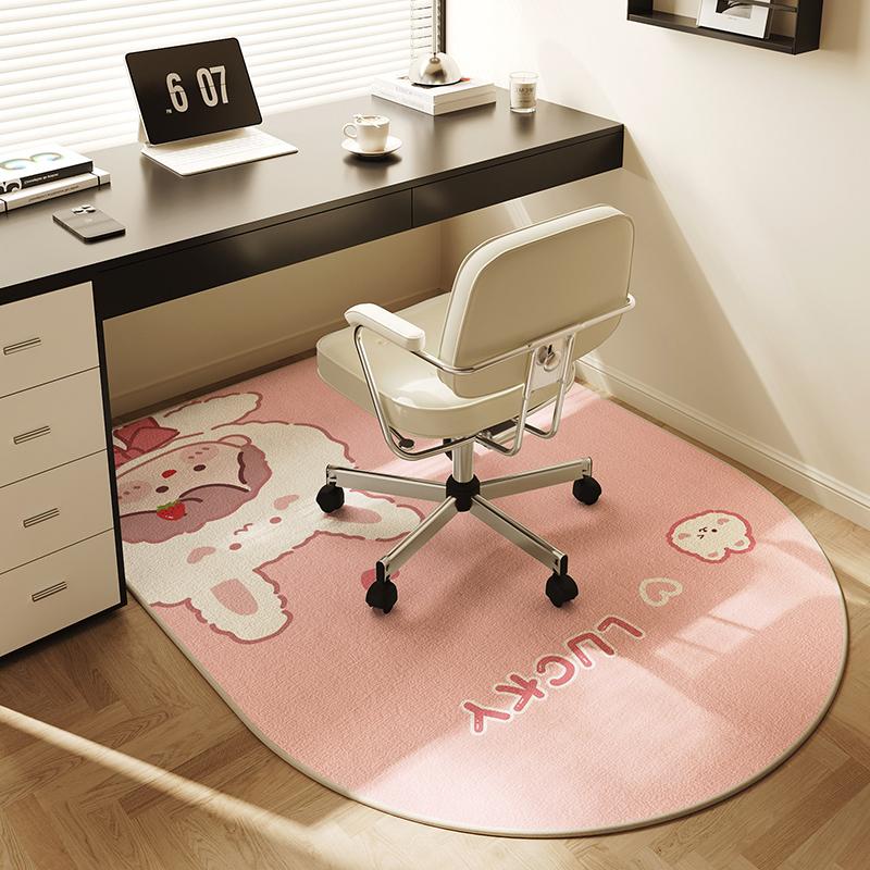 

Chair Floor Mat Round Bedroom Dressing Table Carpet Beige Stripe Decoration Study Gaming Chair Swivel Chair Desk Rug Tapete 90x60cm 36x24inch