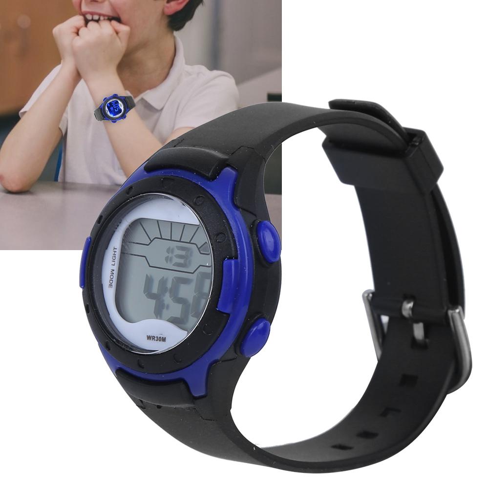 Elektronische Uhr Kinder Sport 3ATM Wasserdicht PU-Armband ArmbanduhrSchwarz