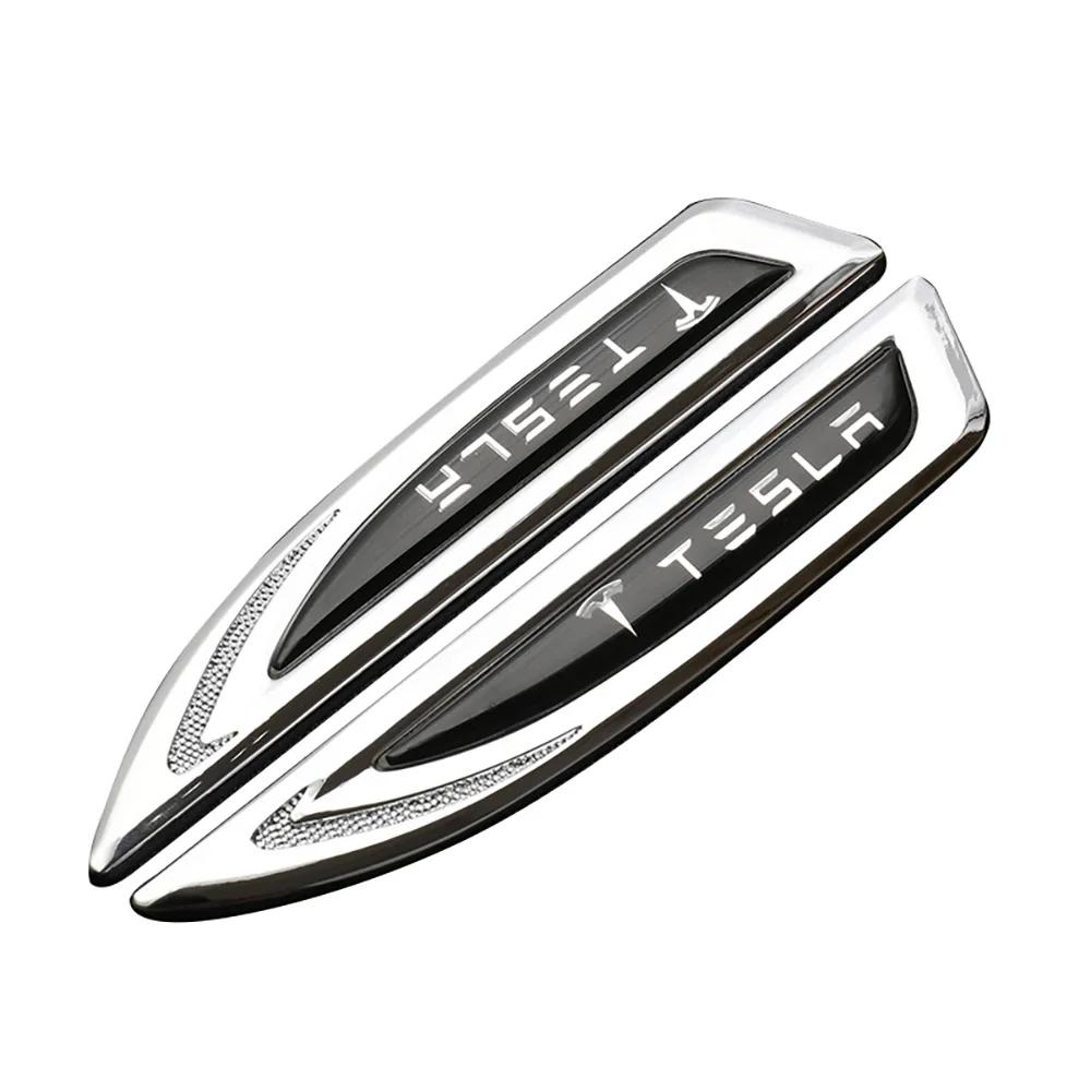 Autoaufkleber Tesla 2 Stück Auto Tesla Logo Abzeichen Emblem Seitenkotflügel Karosseriedekoration Aufkleber Für Tesla Model 3 S Y Coil WYE K80 Roadst