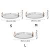 1PC Electroplating Color Decoration Stainless Steel Scandinavian Storage Round Tray Ins Wind Round Tray Wooden Handle