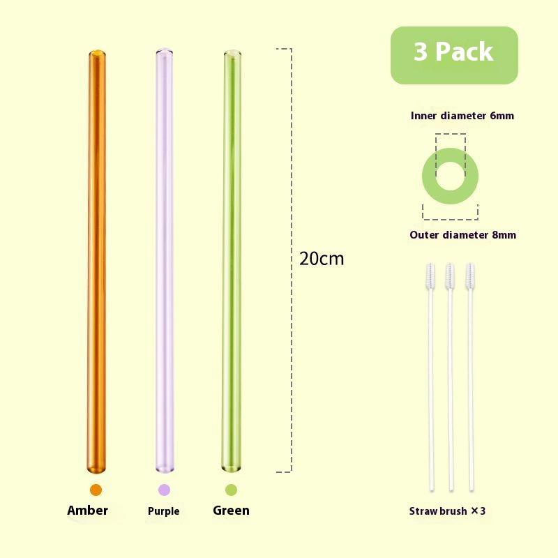 Gianxi Colored High-Value Glass Straw Non Disposable High Temperature Resistant Food Grade Transparent Drinking Glass Straw