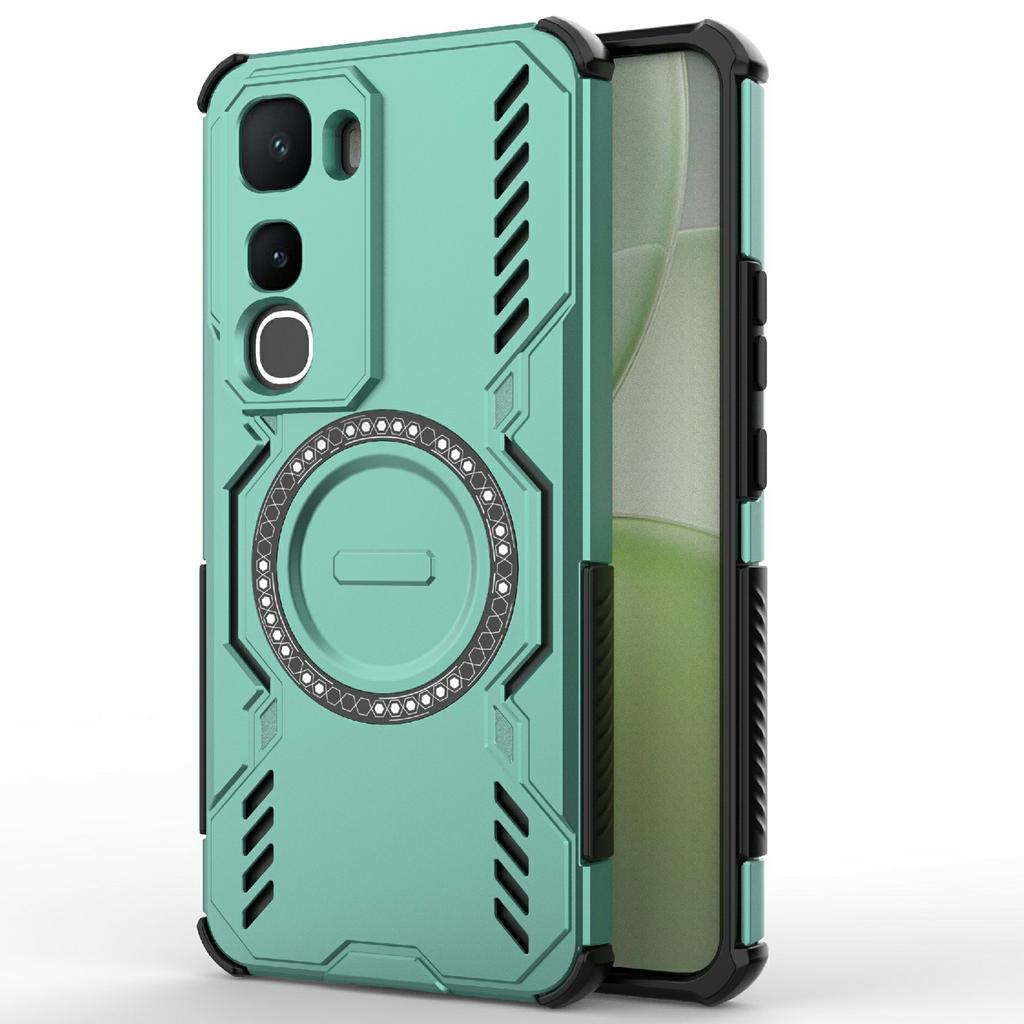 For Vivo Y400 5G Magnetic Case Butterfly Armor Hollow Heat Dissipation PC+TPU Phone Cover