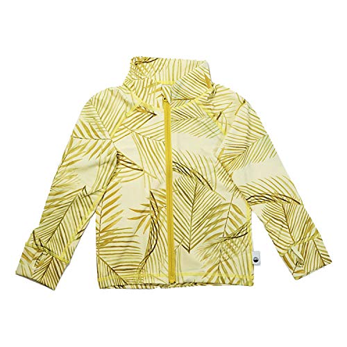 

HeleiWaho Kids Zip-Up Rash Guard, Long Sleeve, No Hood, UPF 50+, leaf_tiedye-YL, 90cm