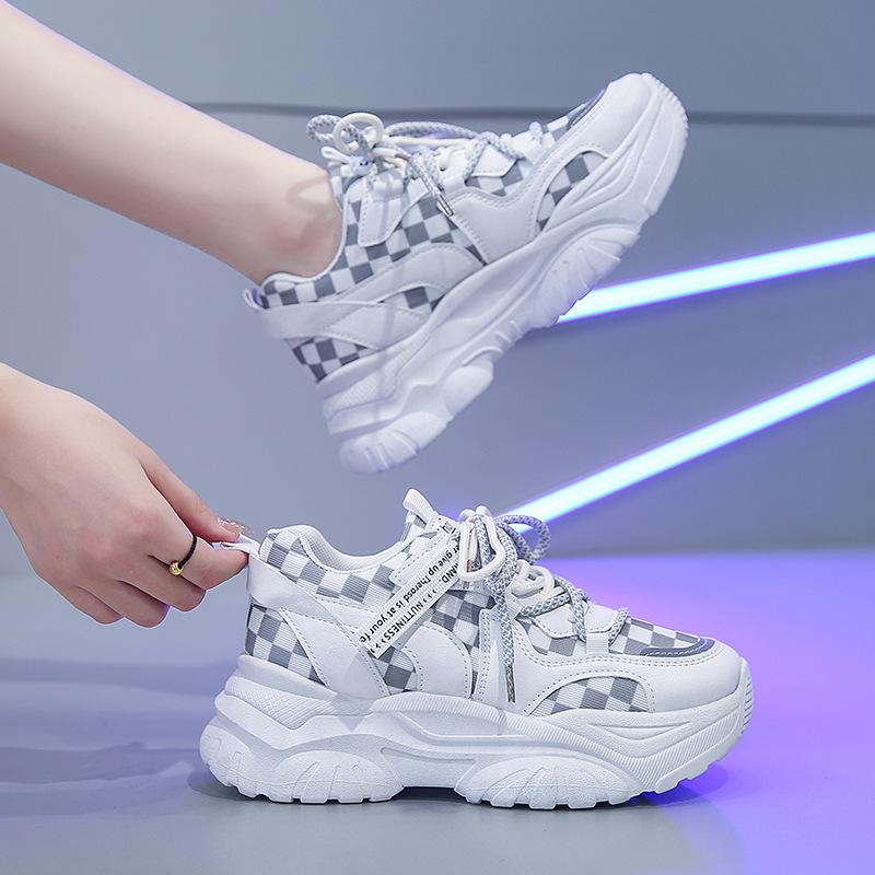 Dad Shoes Children's Autumn New Ins Trendy Versatile Platform Plaid Student Sports and Leisure Shoes