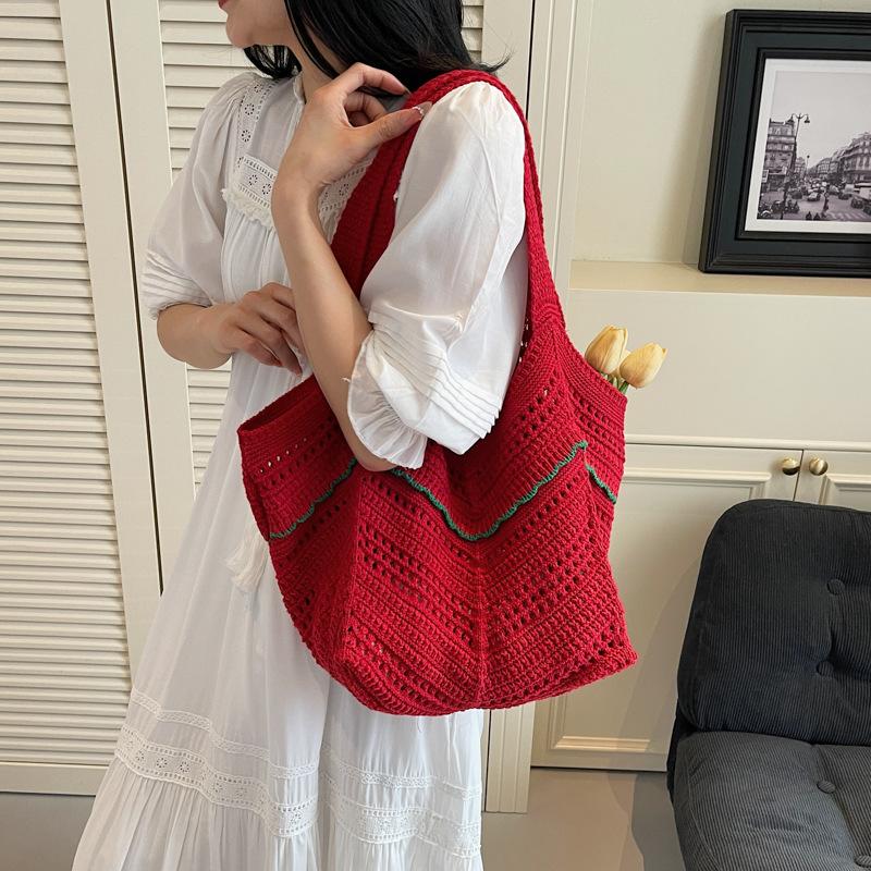 Literary and retro straw woven bag women's 2025 new ethnic style tote bag versatile large-capacity weaving