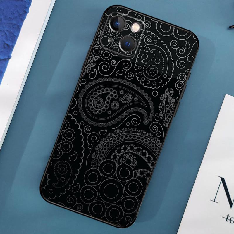 Bandana Seamless Pattern Black Phone Case For iPhone 17 Pro Max 11 12 14 15 16 Pro Max 13 Mini 15 16 Plus 16e 17 Air Cover