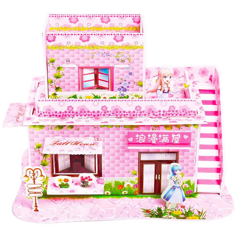 Cartoon Three-Dimensional Puzzle Children's Handmade DIY Toys Paper Card Villa Building Model Desktop Decoration