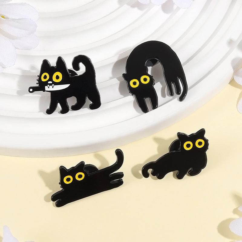 Japanese Cartoon Black Cat Series Alloy Brooch Metal Badge Lapel Pins Badges On Backpack Pines