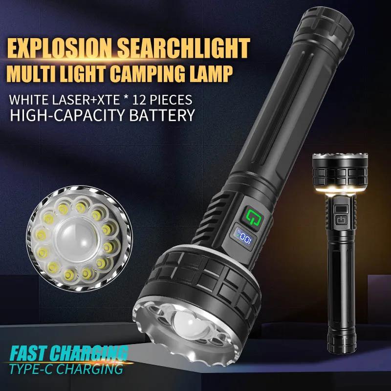 Ultra-Bright LED Rechargeable Flashlight Portable Long-Range Waterproof Emergency Handheld Torch for Outdoor Use