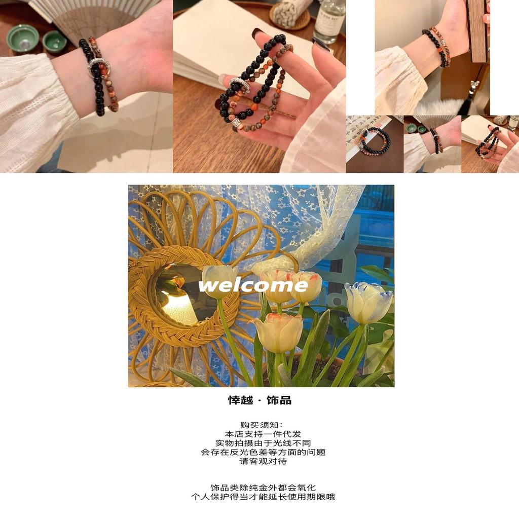 Artisanal Geometric Natural Stone Beaded Bracelet Unisex Vintage Ethnic Jewelry