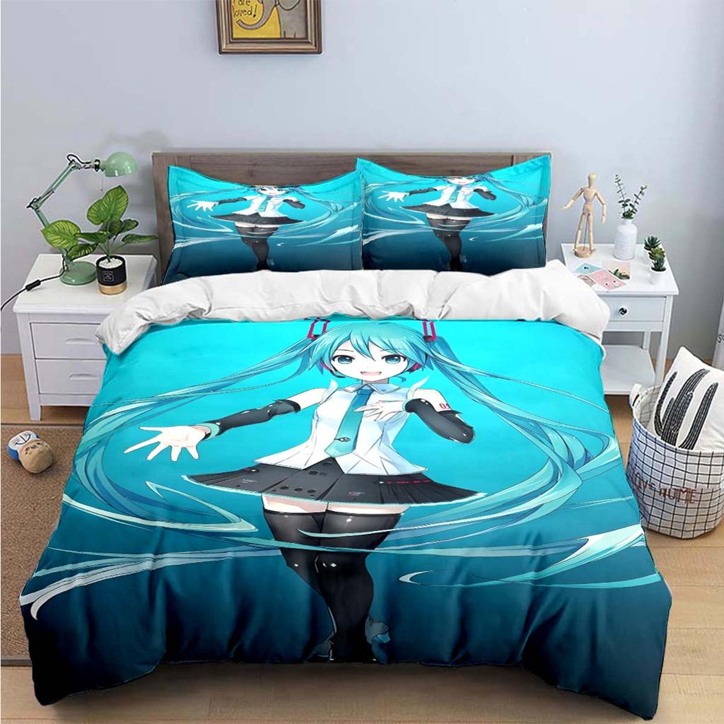 Comforter Cartoon Kawaii Virtual Singer H-Hatsune-Miku Bedding Sets Bed Supplies Set Bed Comforter Set Bedding Set Gift