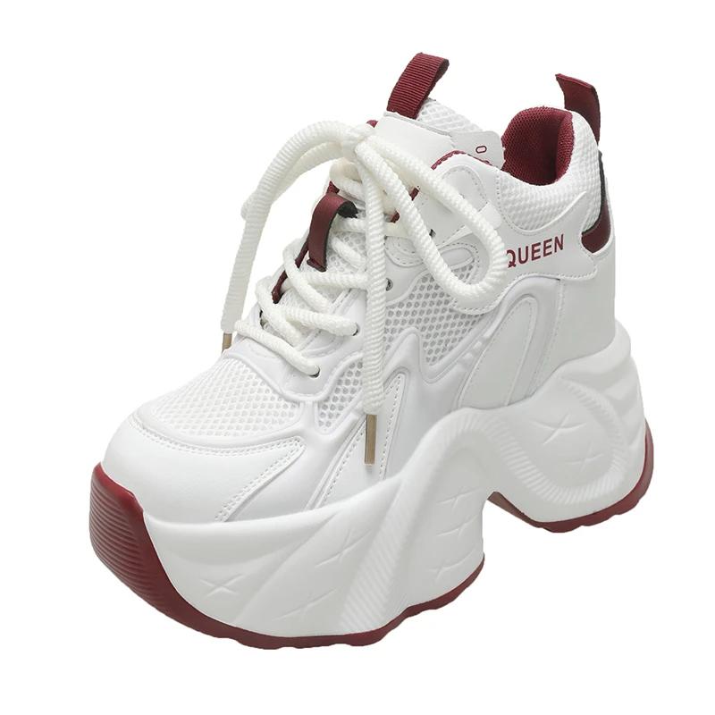 Mode 10CM Damen Chunky Sneakers Neu 2024 Herbst Hohe Plateau Mesh Dad Shoes Damen Casual Trainer Sneakers Dicke Sohle Vulkanisierte Schuhe
