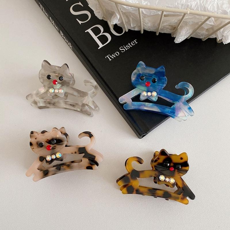 Stylish Cats Acetate Hair Claw Clip Unique Designs Women's Hair Accessory for Daily Outings and Casual Gatherings