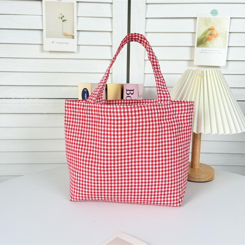 Portable Plaid Bento Lunch Tote Bag