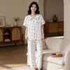 Korean-style Fresh Pajamas for Women, Summer Cotton Faux Cotton, Fresh Cute Cartoon Style, Short-sleeve Doll Collar Loungewear Set