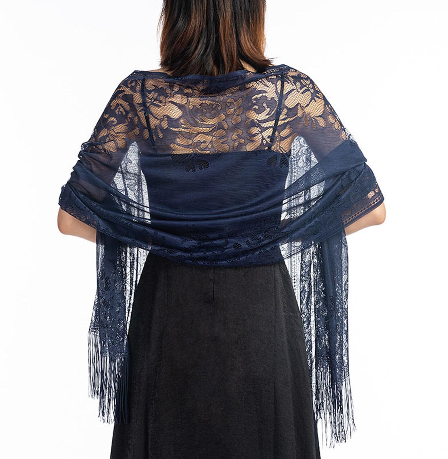 

Женский кружевной ажурный платок вечернее платье шаль ципао шарф для вечеринки ужин One Size тёмно-синий