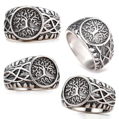 Viking Style Strom života Popínavá rostlina Nerezová ocel Odolný proti vyblednutí Prsten