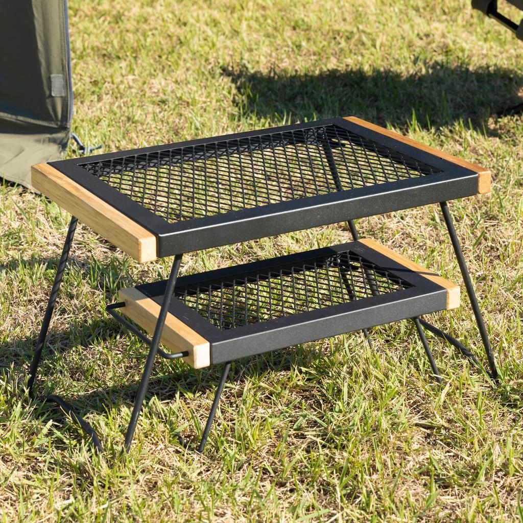 BUNDOK IR Table S BD-165 Small Mesh Campfire Folding Table Ultra Compact Black