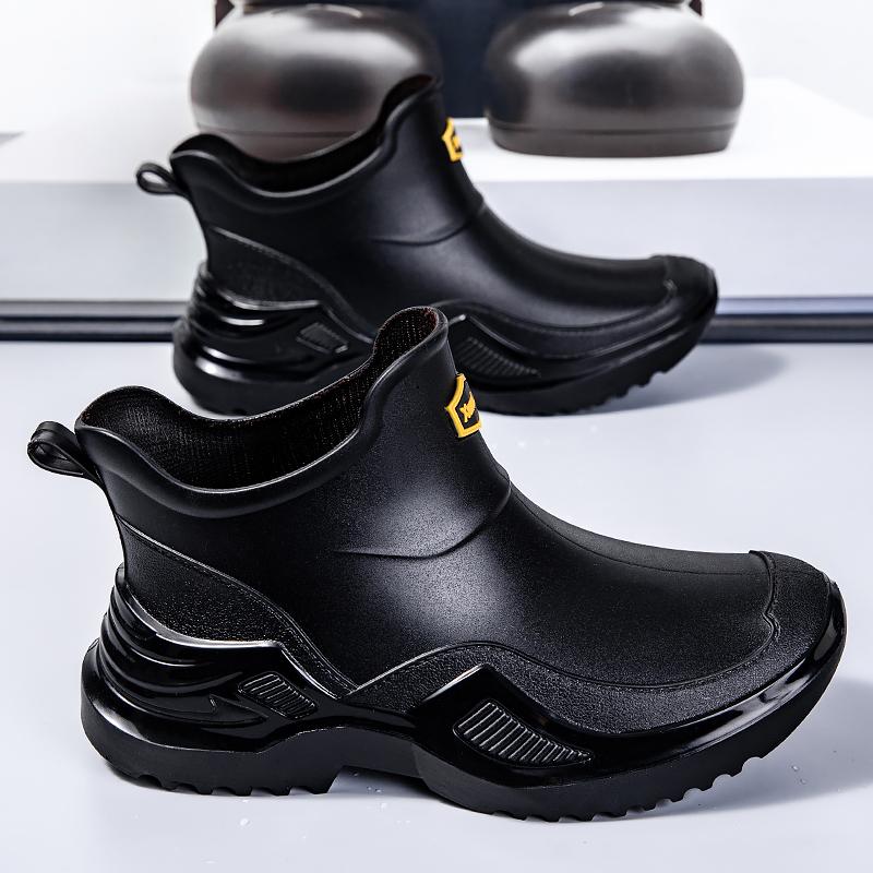Men's Waterproof Work Rain Boots for Fishing Gardening Car Wash Indoor Kitchen Rubber Shoes Durable Comfortable