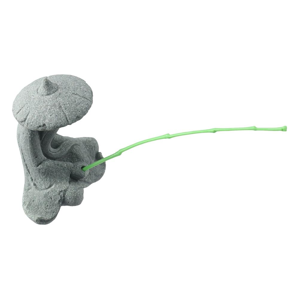 Figurine Mini Pescar din Piatră Artificială Jiang Taigong Pescuit Ornament Vintage Acvariu