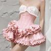 French Strapless Bow Fishtail Waist-Cinching Short Puffy Skirt Party Dress